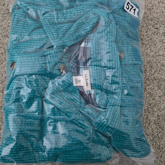 L.L.Bean Corduroy Shacket Jacket Flannel Teal Sz XL Coastal Grandma FallLayers - Picture 10 of 10
